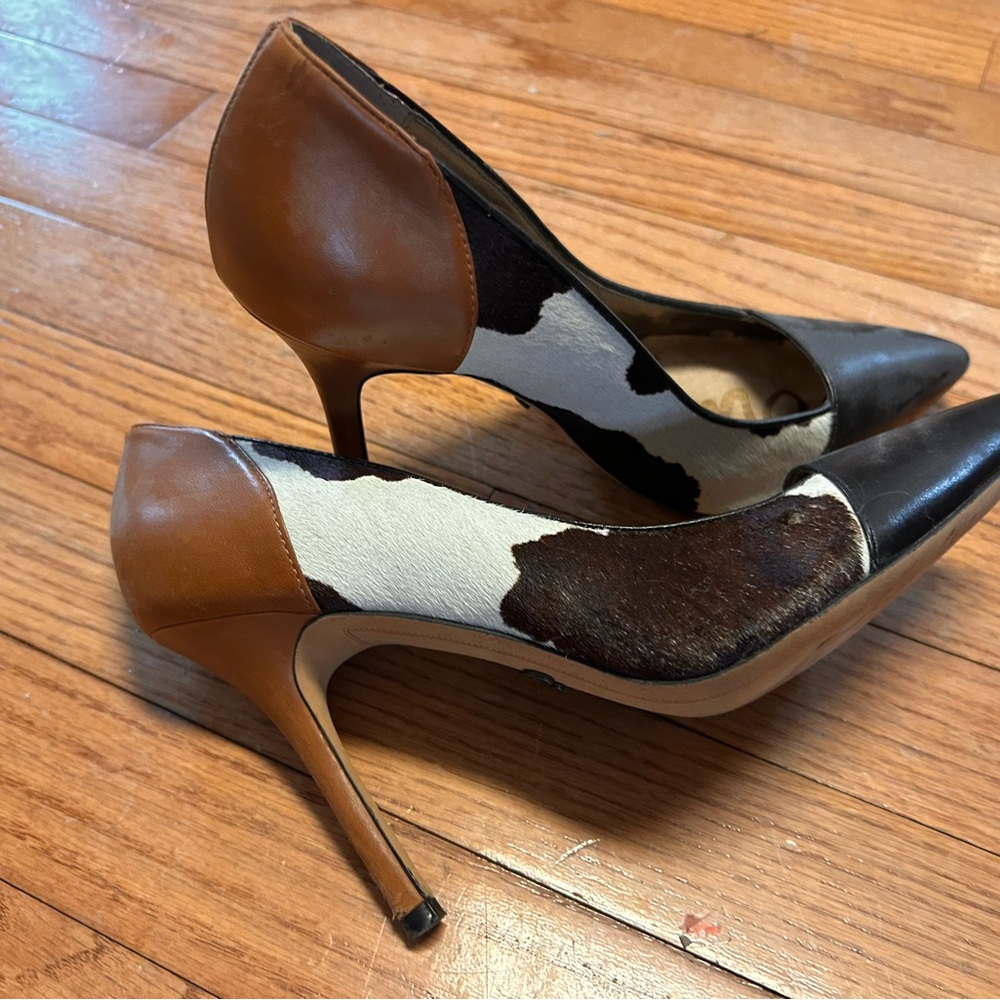 Sam Edelman Two-Tone Black, White & Brown Pointed-Toe Heels - Picture 4 of 8